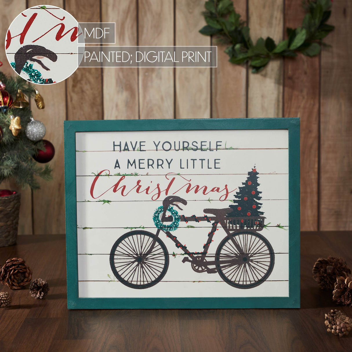 Have Yourself A Merry Little Christmas Bicycle Wall Hanging Sign 13x16