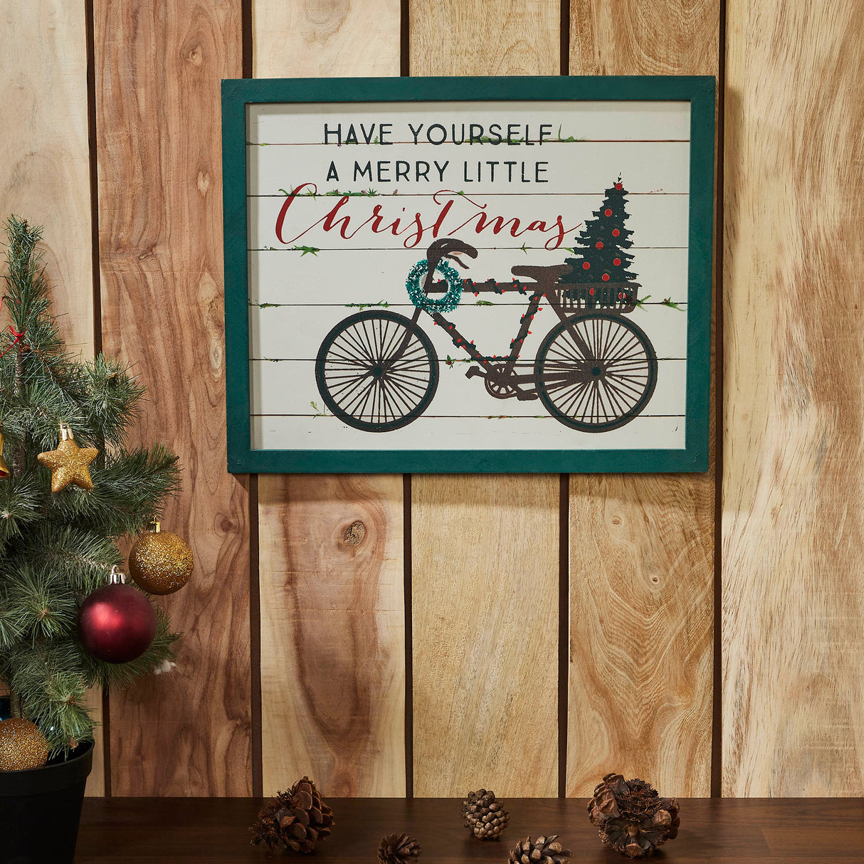 Have Yourself A Merry Little Christmas Bicycle Wall Hanging Sign 13x16
