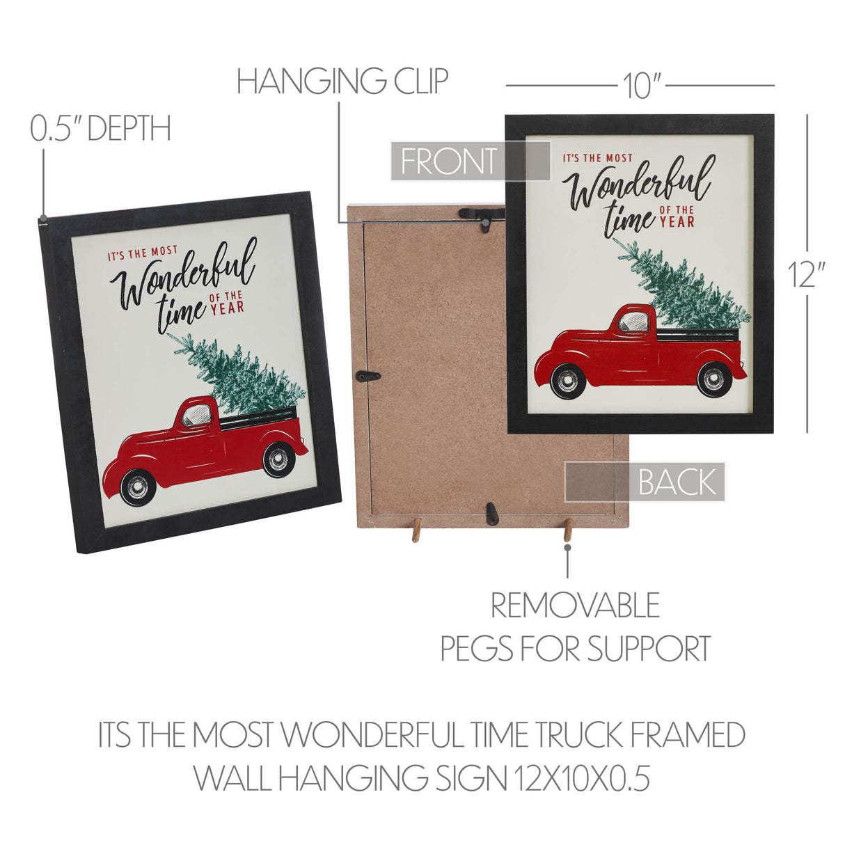 It's The Most Wonderful Time Truck Framed Wall Hanging Sign 12x10