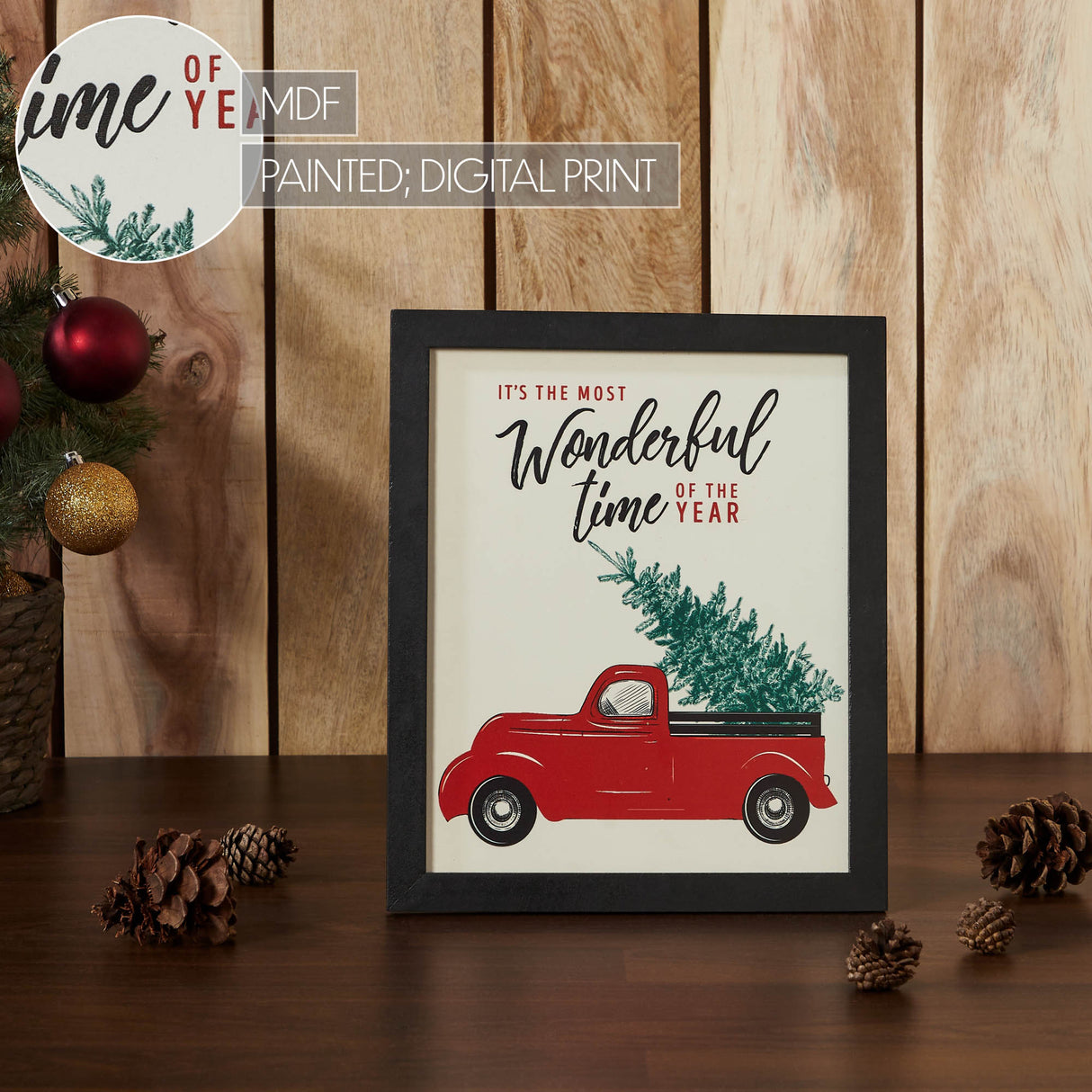 It's The Most Wonderful Time Truck Framed Wall Hanging Sign 12x10