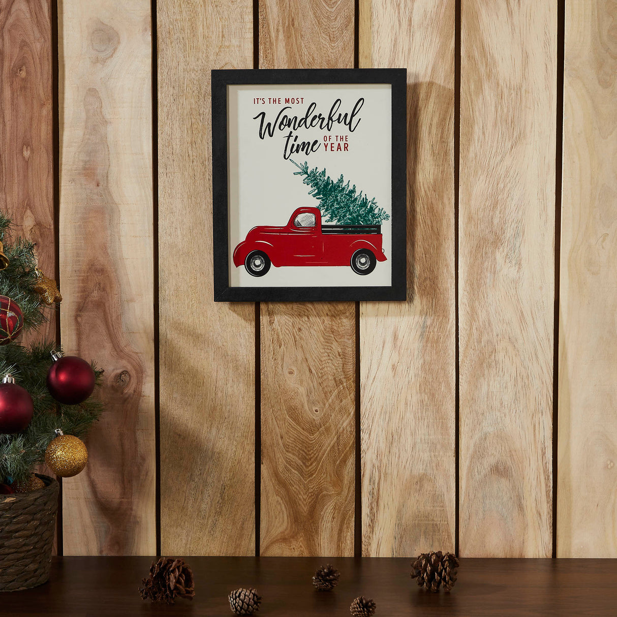It's The Most Wonderful Time Truck Framed Wall Hanging Sign 12x10