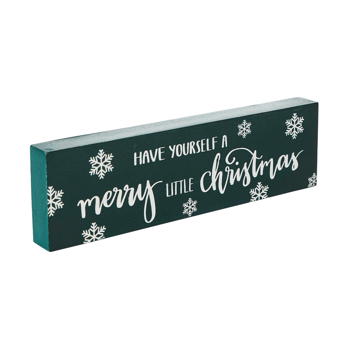 Have Yourself A Merry Little Christmas Green Block Sign 3x10