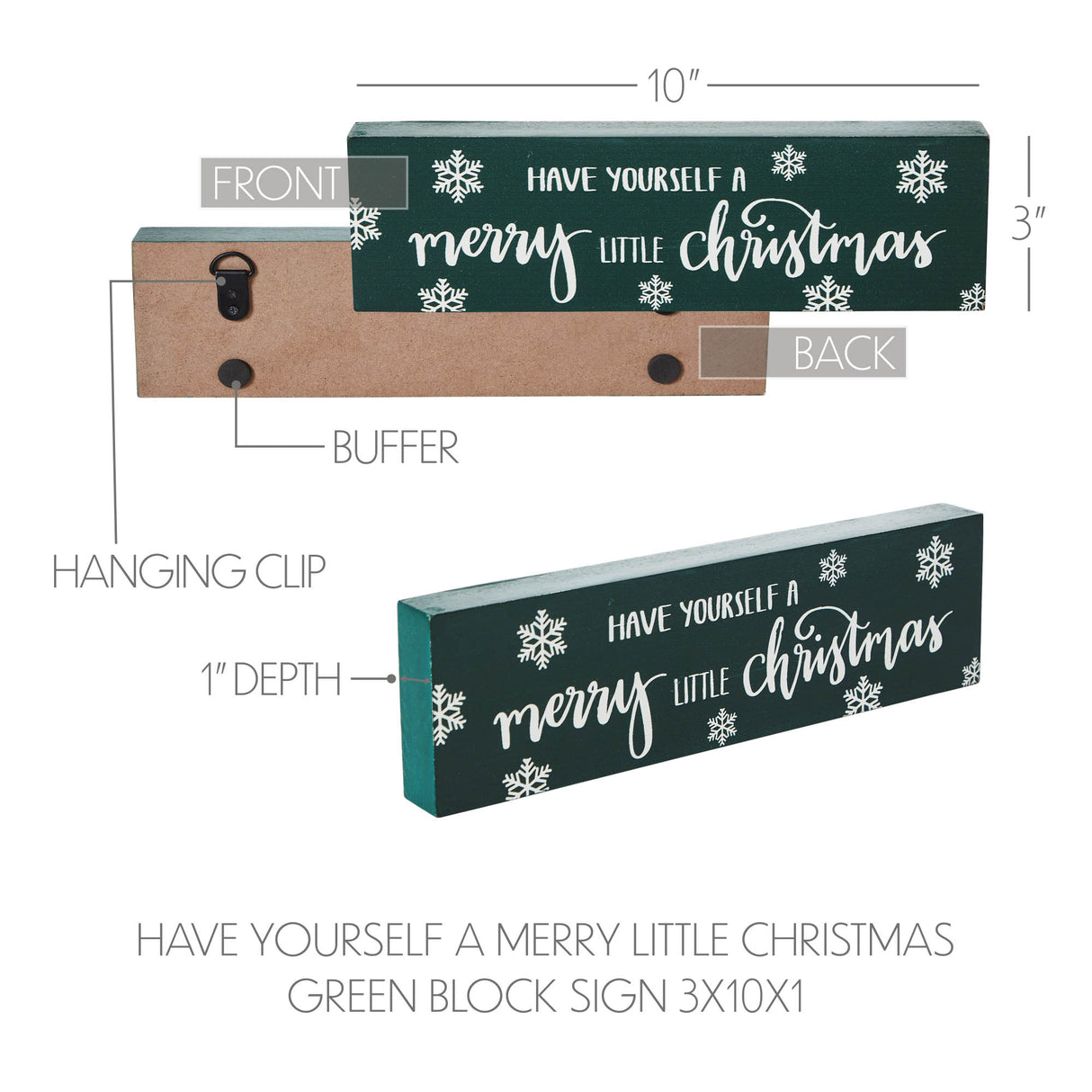 Have Yourself A Merry Little Christmas Green Block Sign 3x10