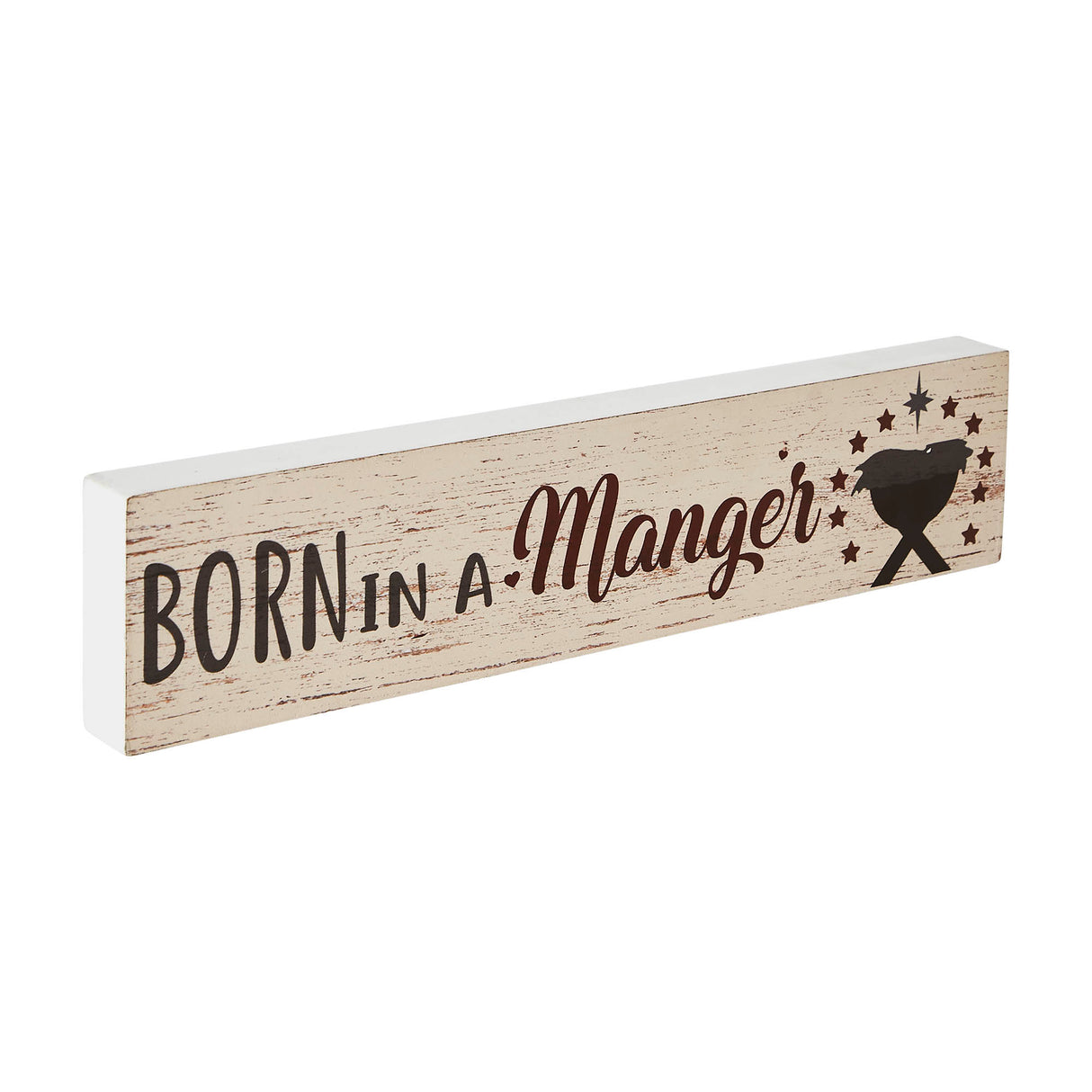 Born In A Manger Block Sign 3x13