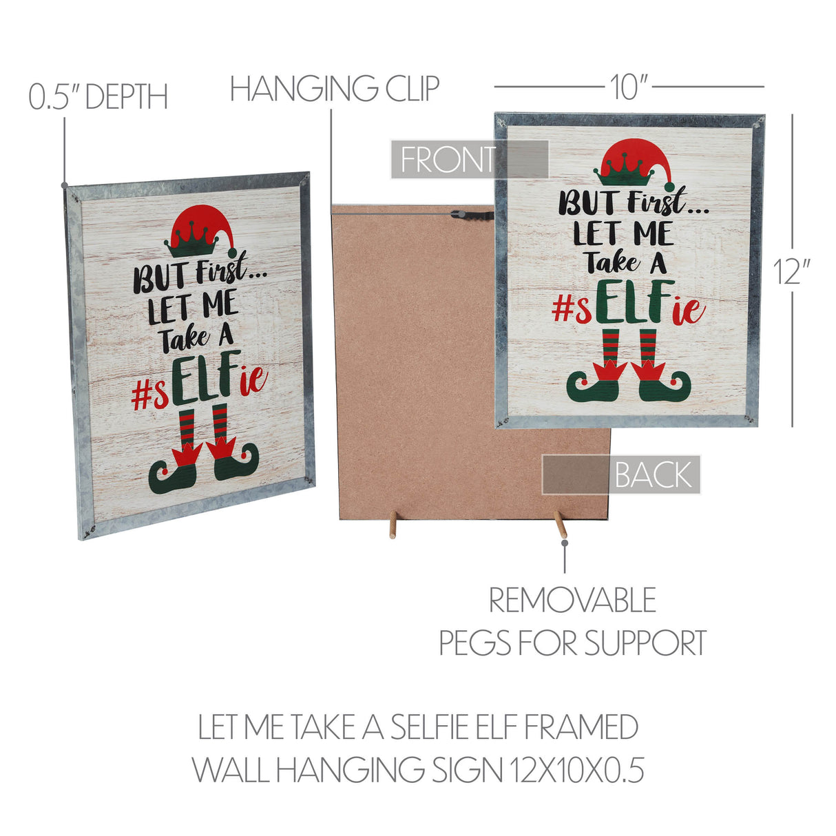 Let Me Take A Selfie Elf Framed Wall Hanging Sign 12x10