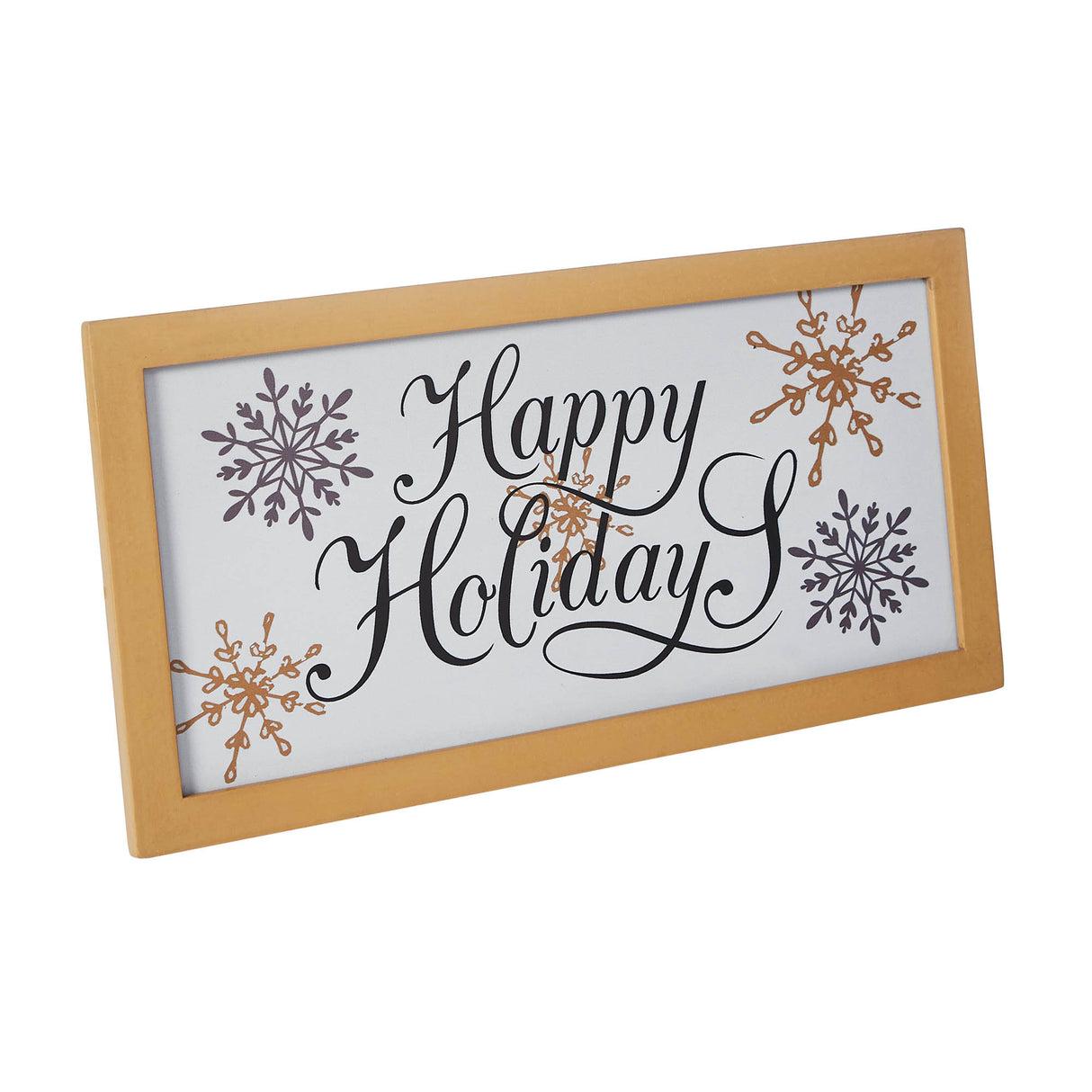 Happy Holidays Snowflakes Framed Wall Hanging Sign 8x16