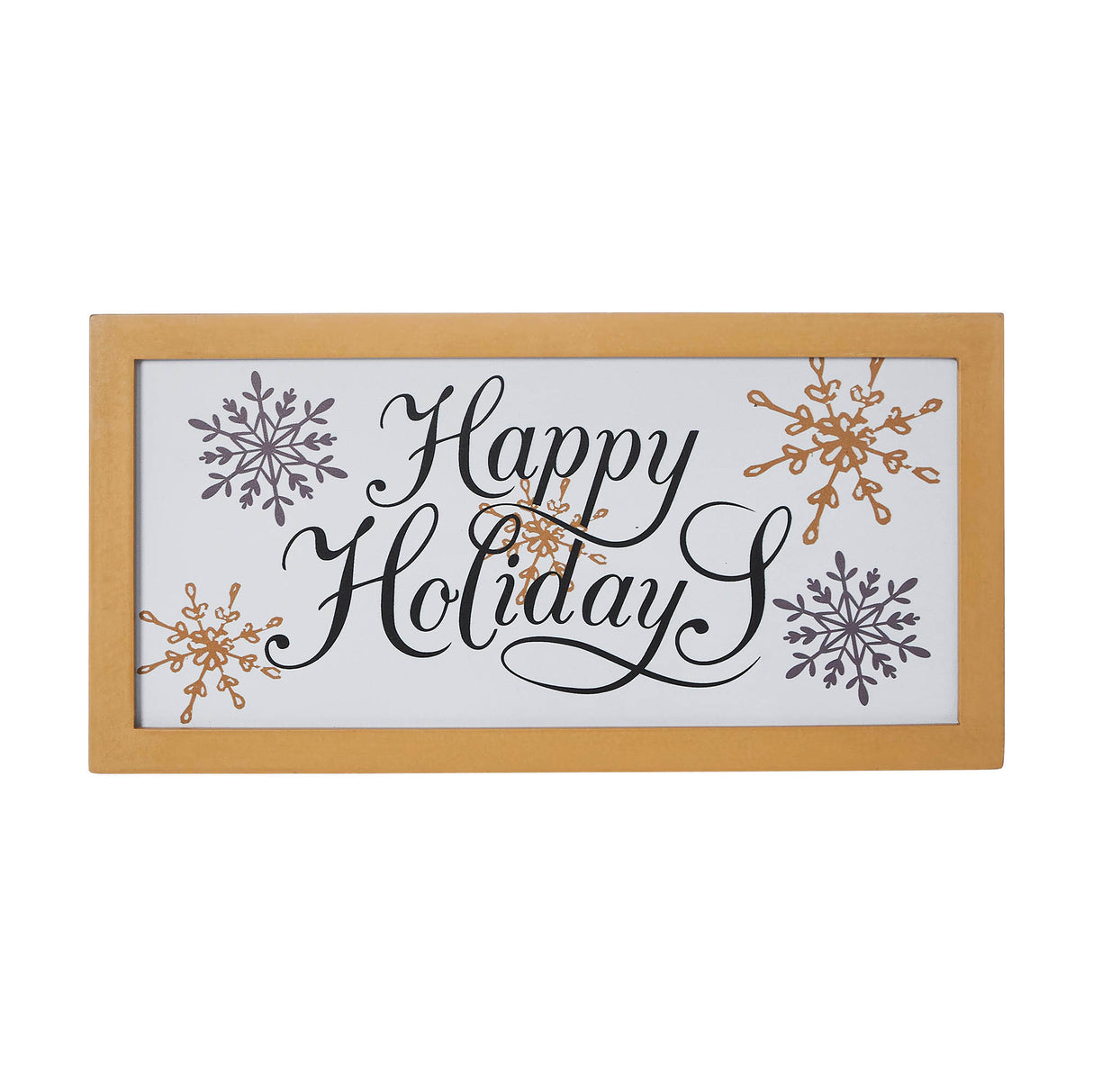 Happy Holidays Snowflakes Framed Wall Hanging Sign 8x16