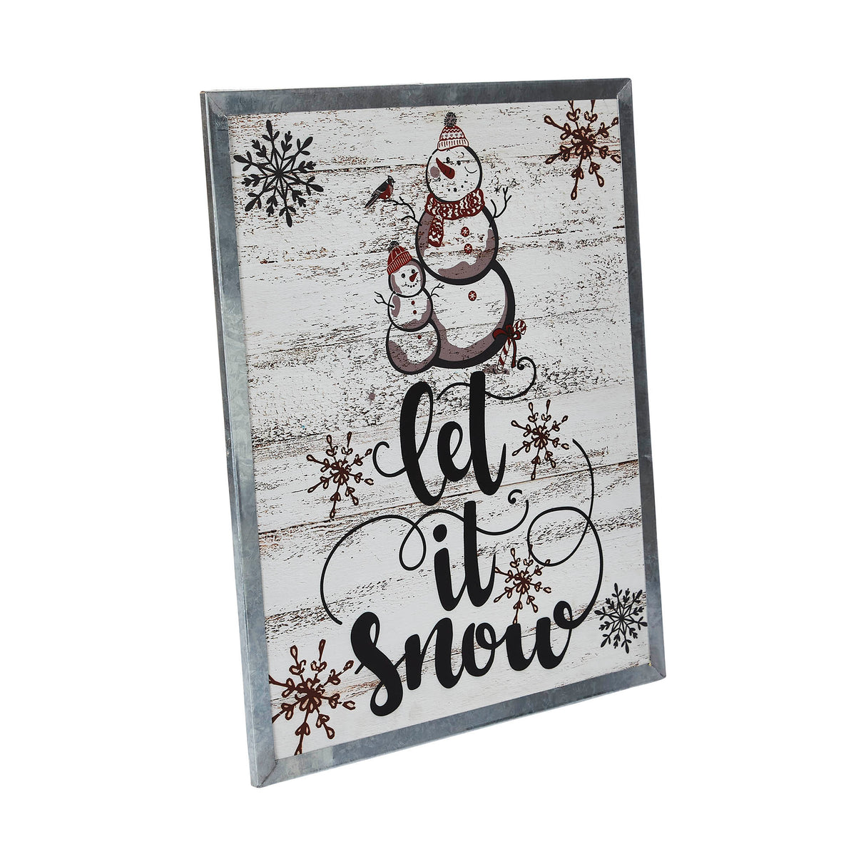 Let It Snow Snowman Framed Wall Hanging Sign 15x12