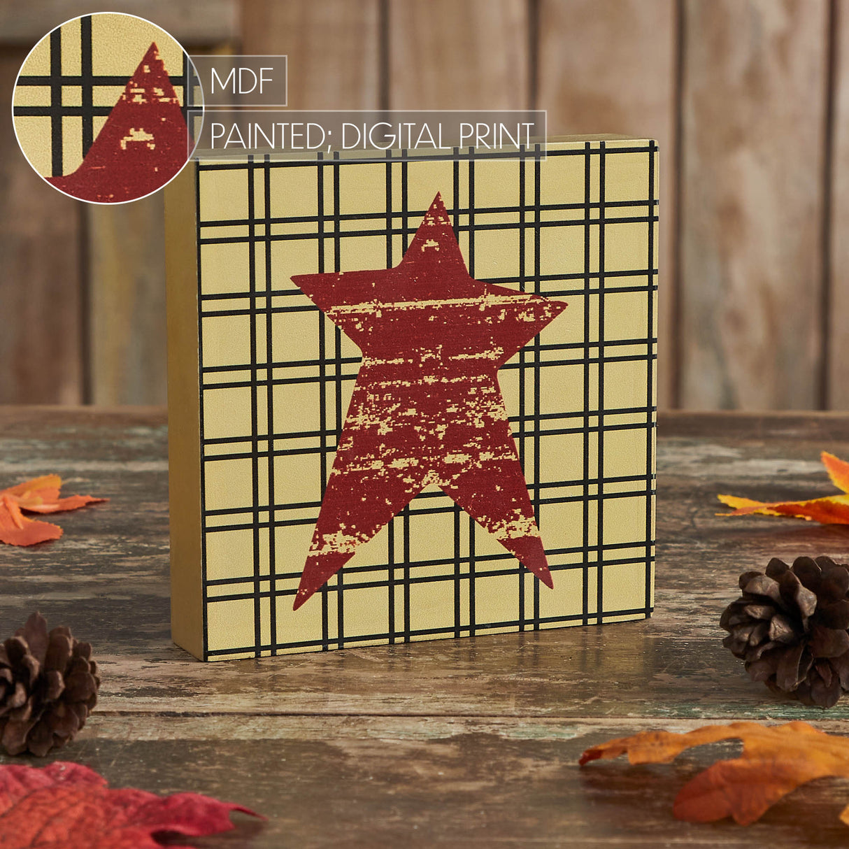 Prim Star on Tan Base MDF Sign 5x5