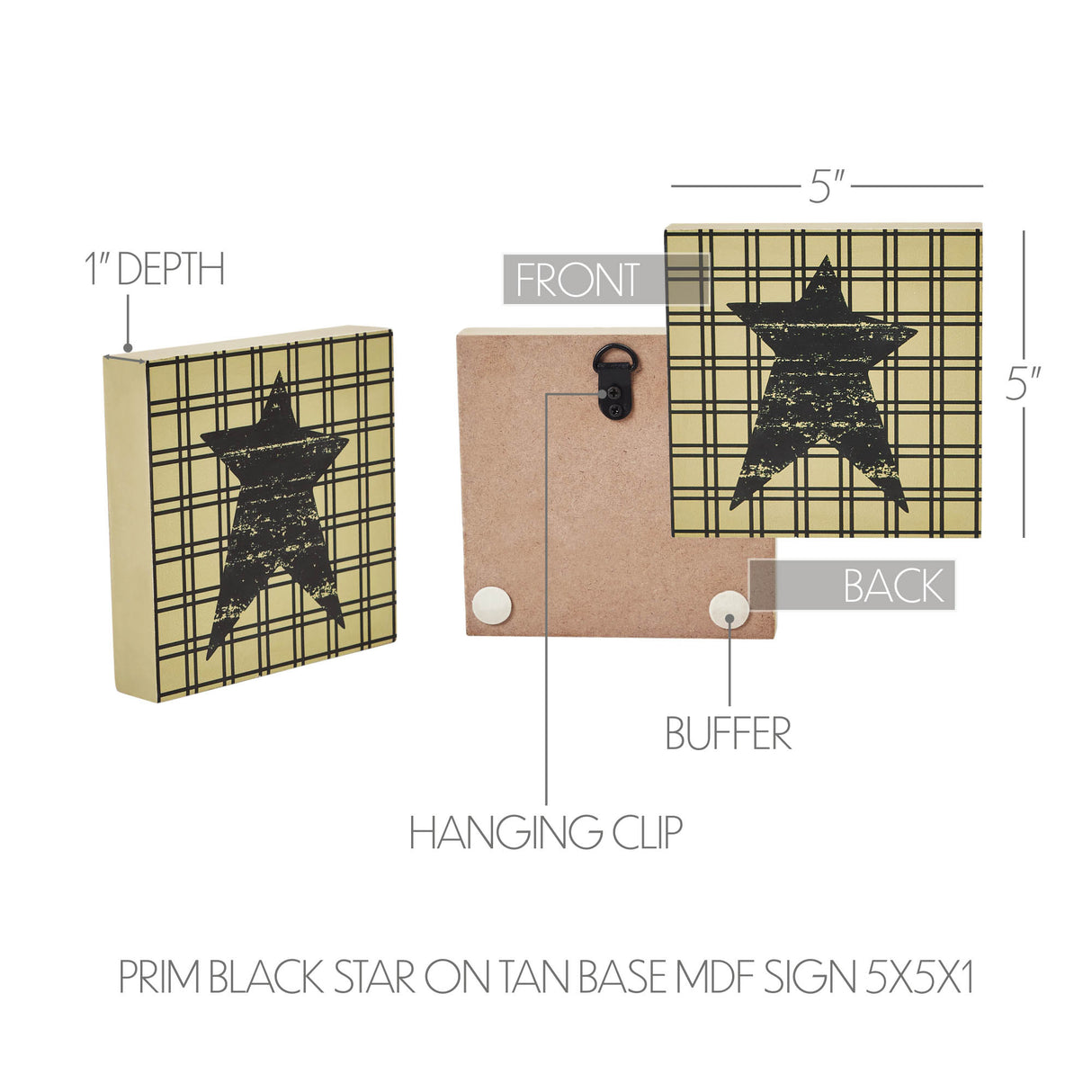 Prim Star on Tan Base MDF Sign 5x5