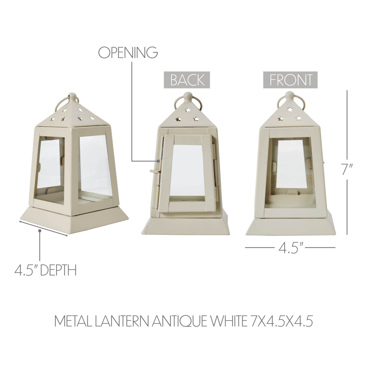Metal Lantern Antique White Tealight Holder 7x4.5x4.5