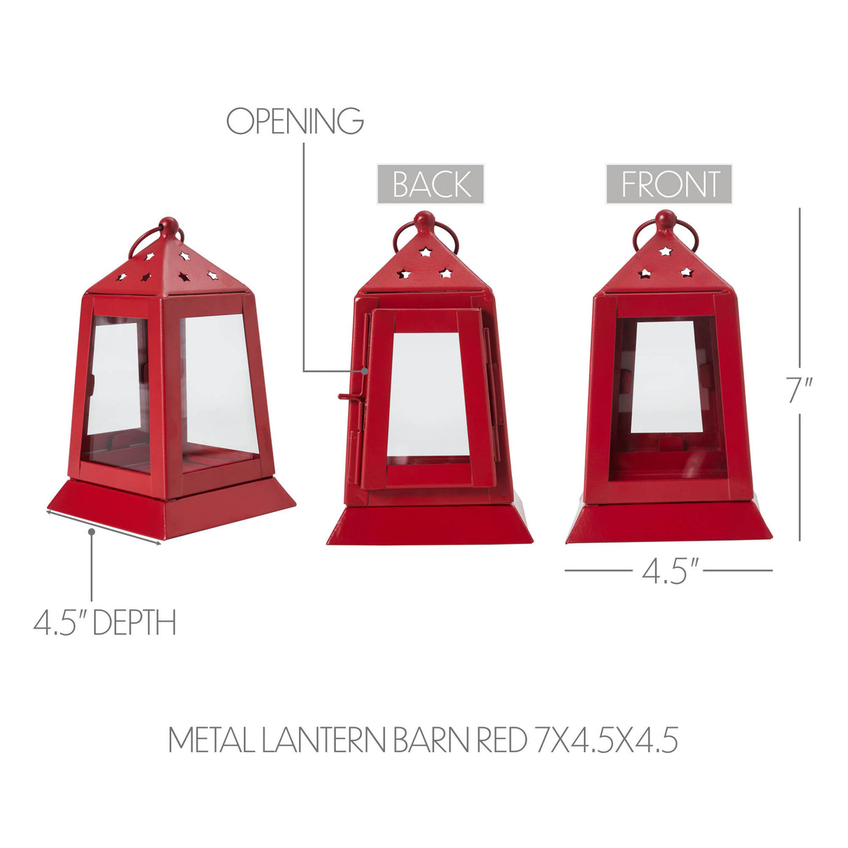 Metal Lantern Barn Red Tealight Holder 7x4.5x4.5