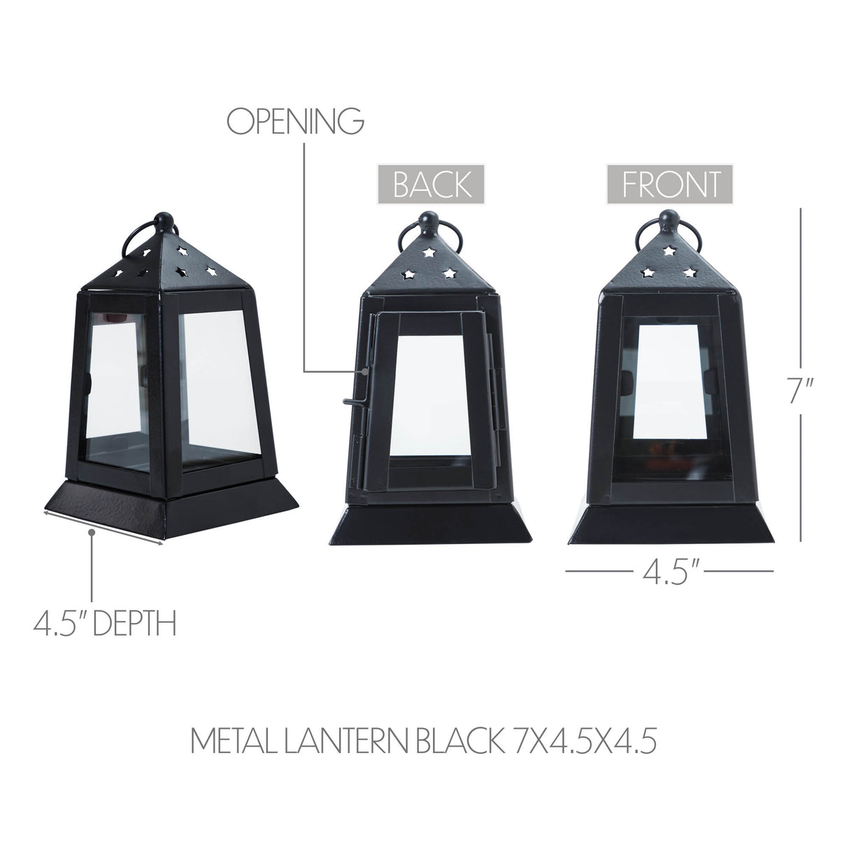 Metal Lantern Black Tealight Holder 7x4.5x4.5