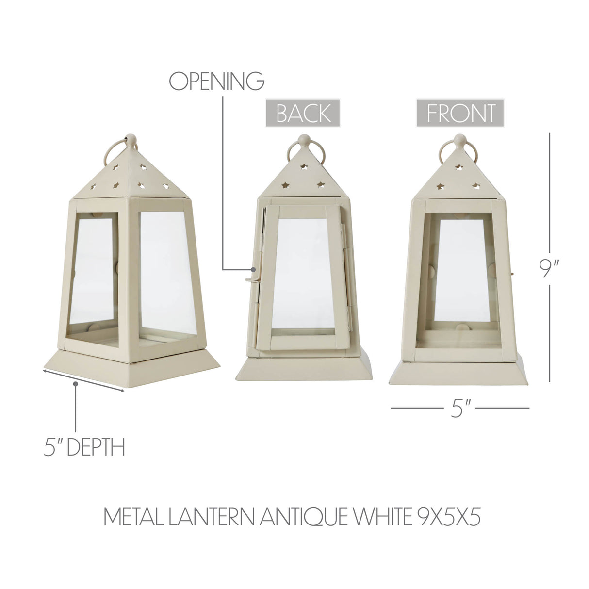 Metal Lantern Antique White Tealight Holder 9x5x5