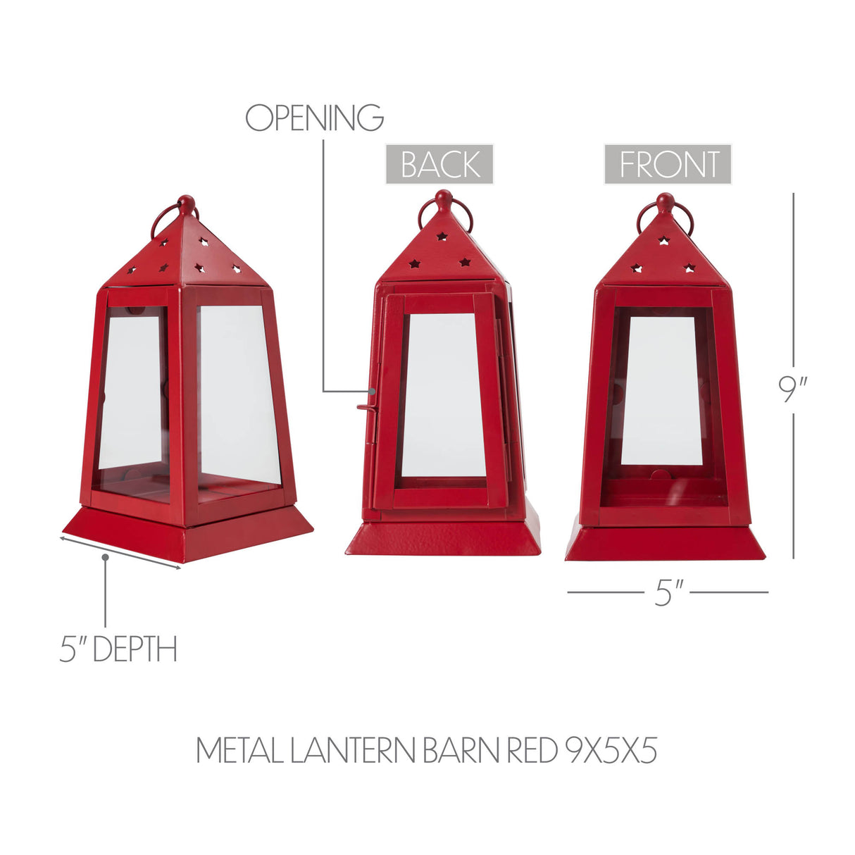 Metal Lantern Barn Red Tealight Holder 9x5x5