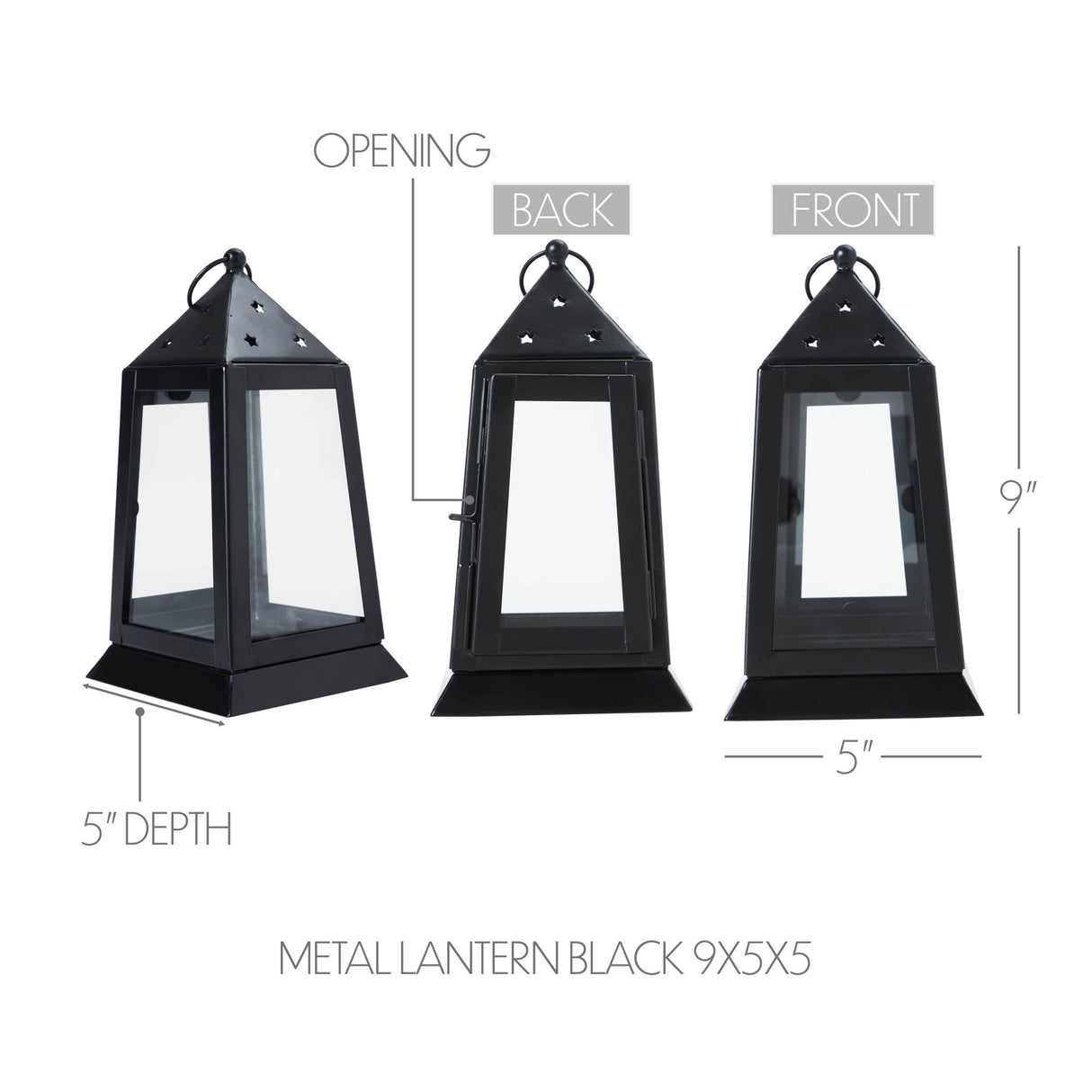 Metal Lantern Black Tealight Holder 9x5x5