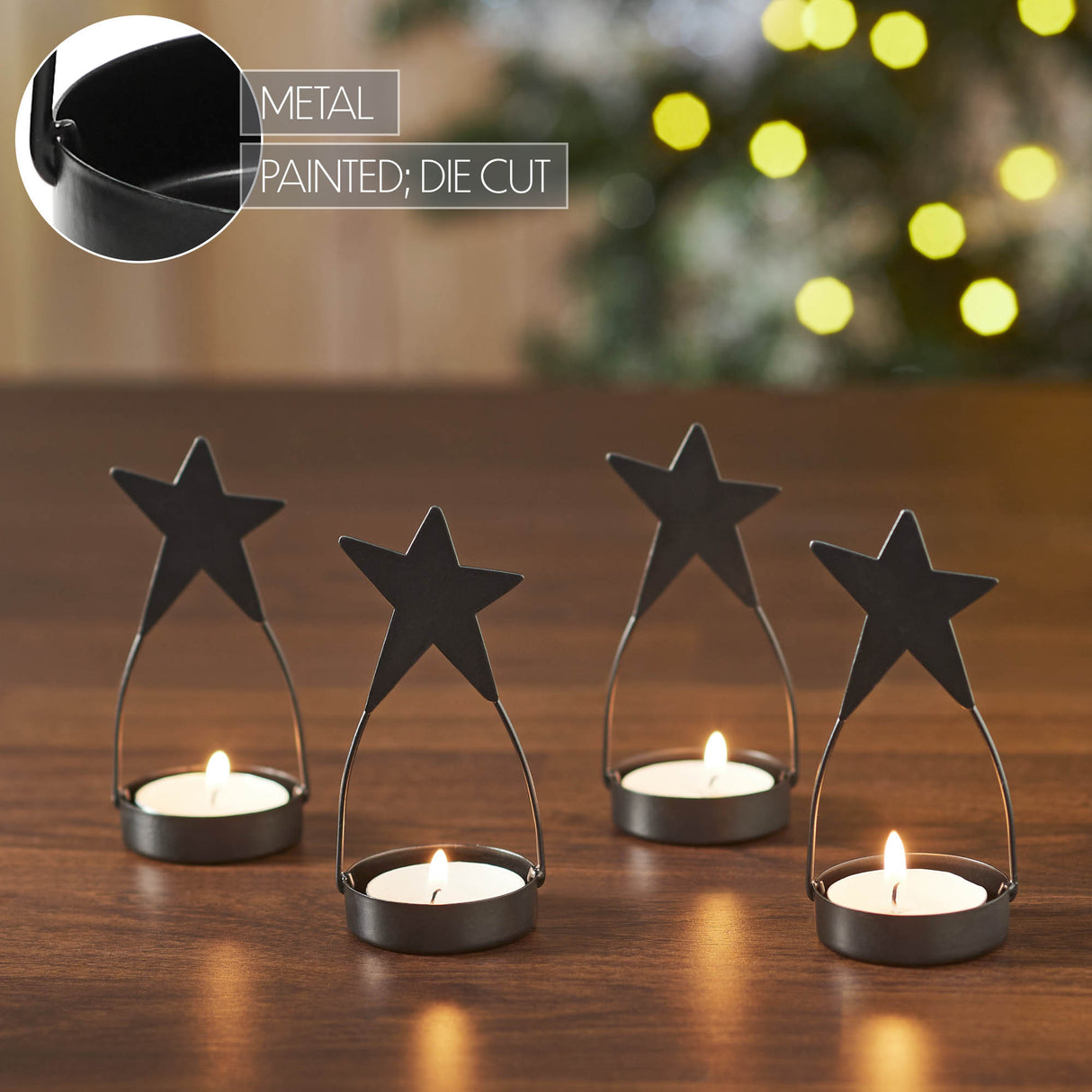 Metal Star Tealight Holder Set of 4