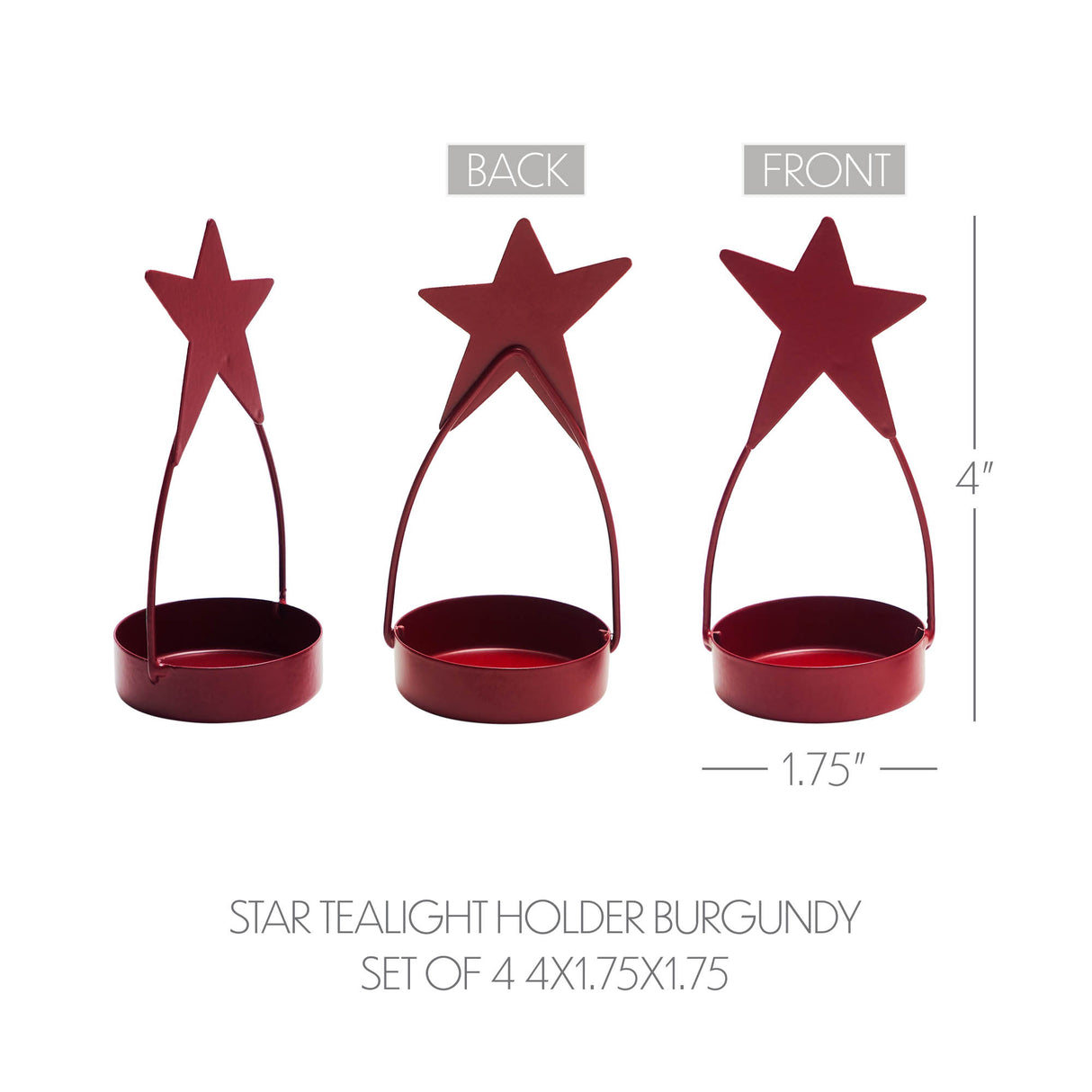 Metal Star Tealight Holder Set of 4