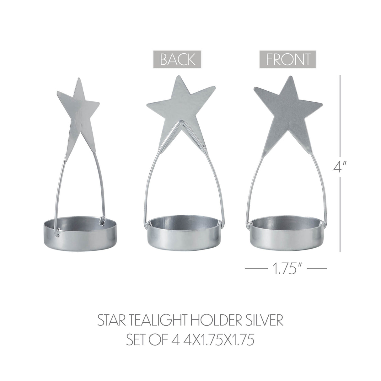 Metal Star Tealight Holder Set of 4