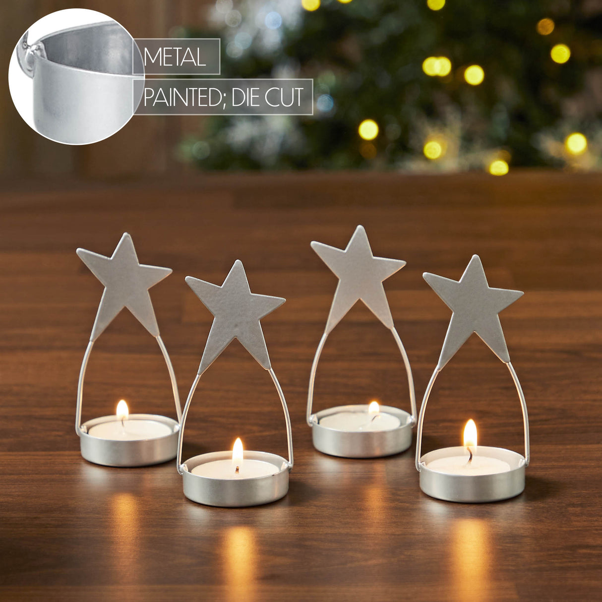 Metal Star Tealight Holder Set of 4