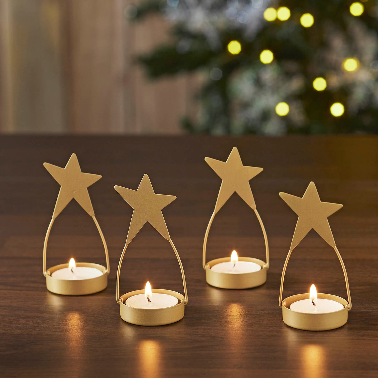 Metal Star Tealight Holder Set of 4