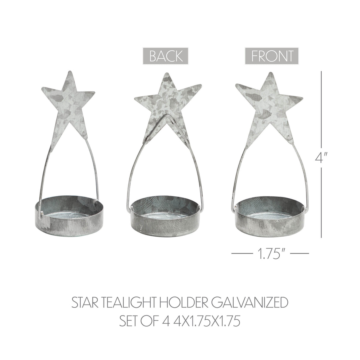 Metal Star Tealight Holder Set of 4