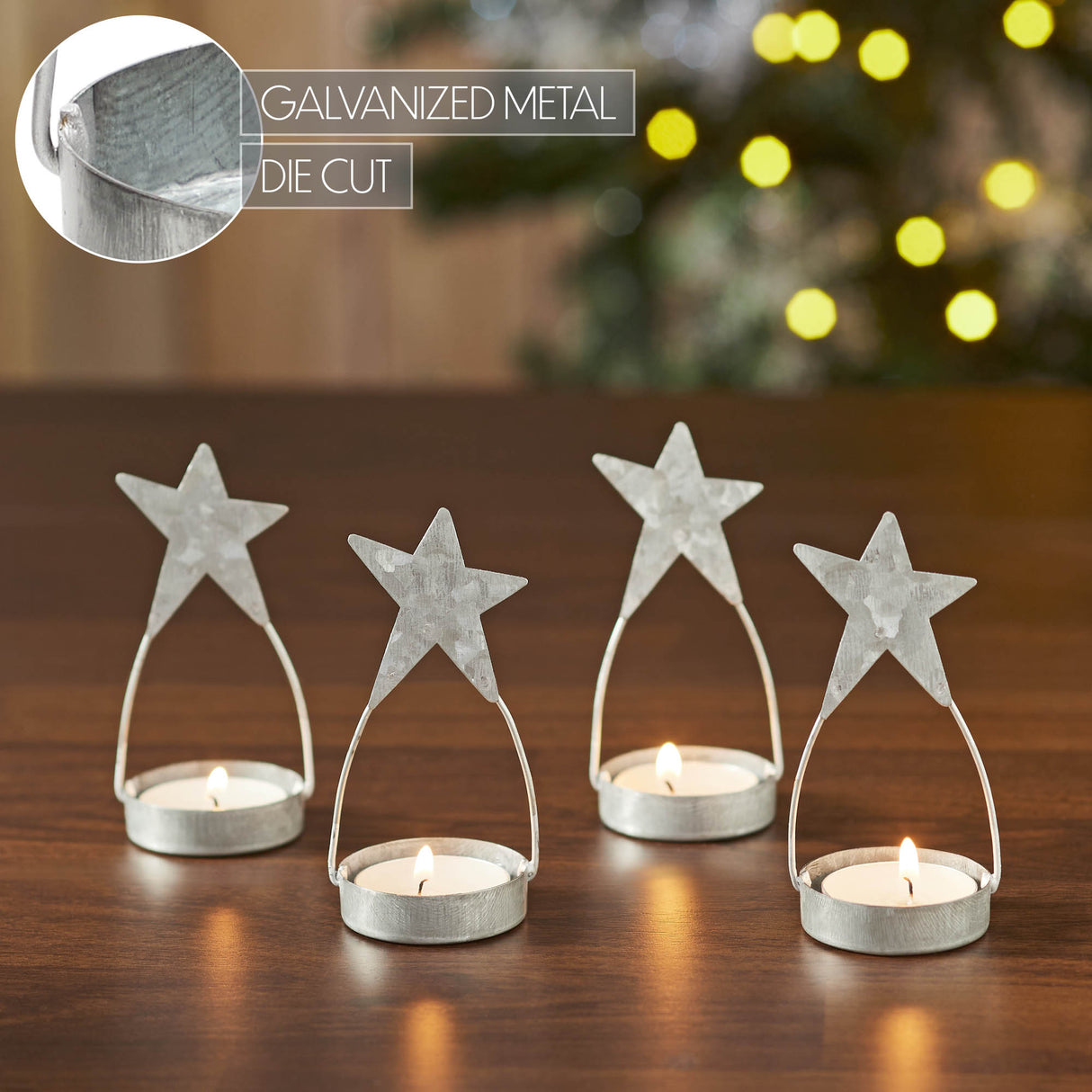 Metal Star Tealight Holder Set of 4