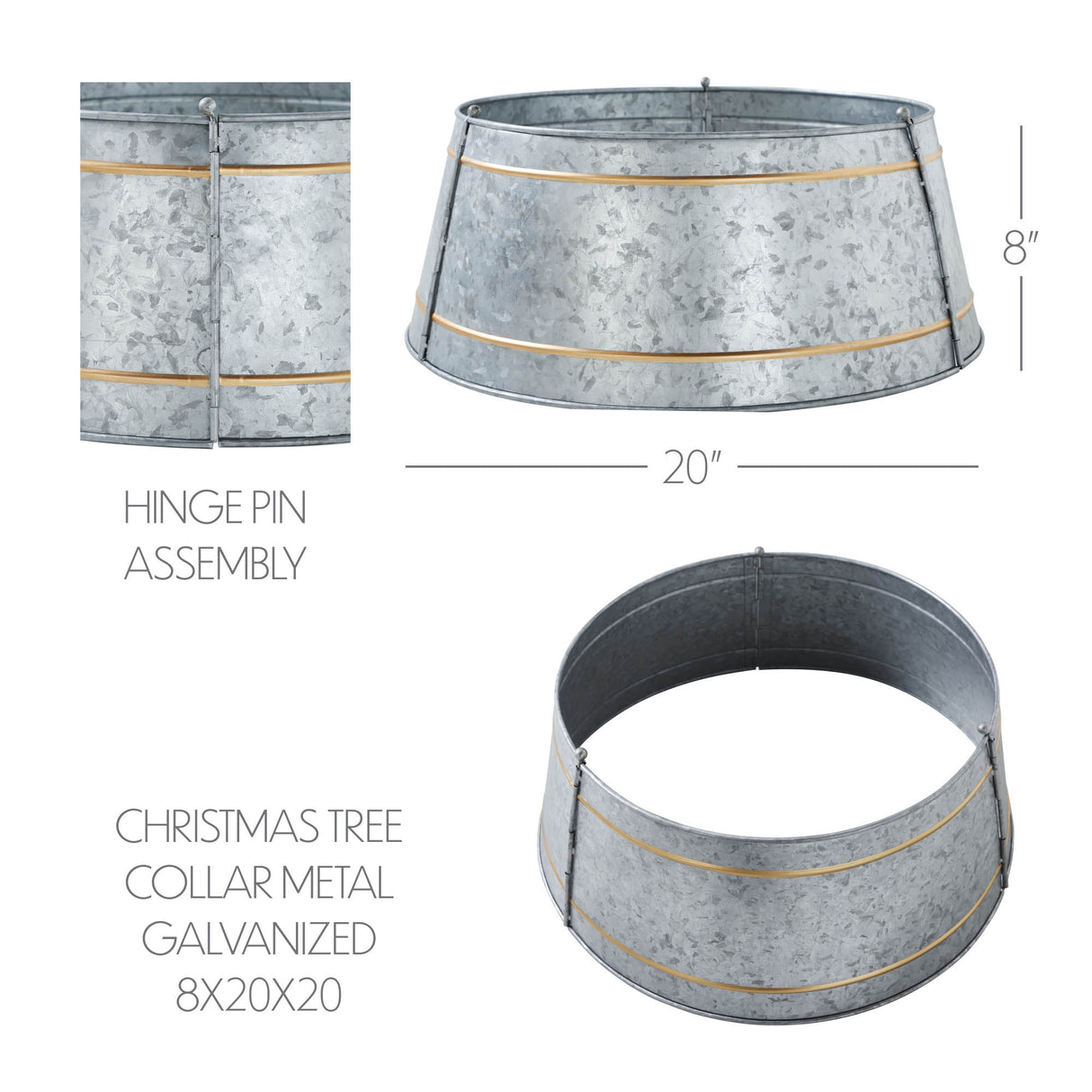 Christmas Tree Collar Metal Galvanized 8x20x20