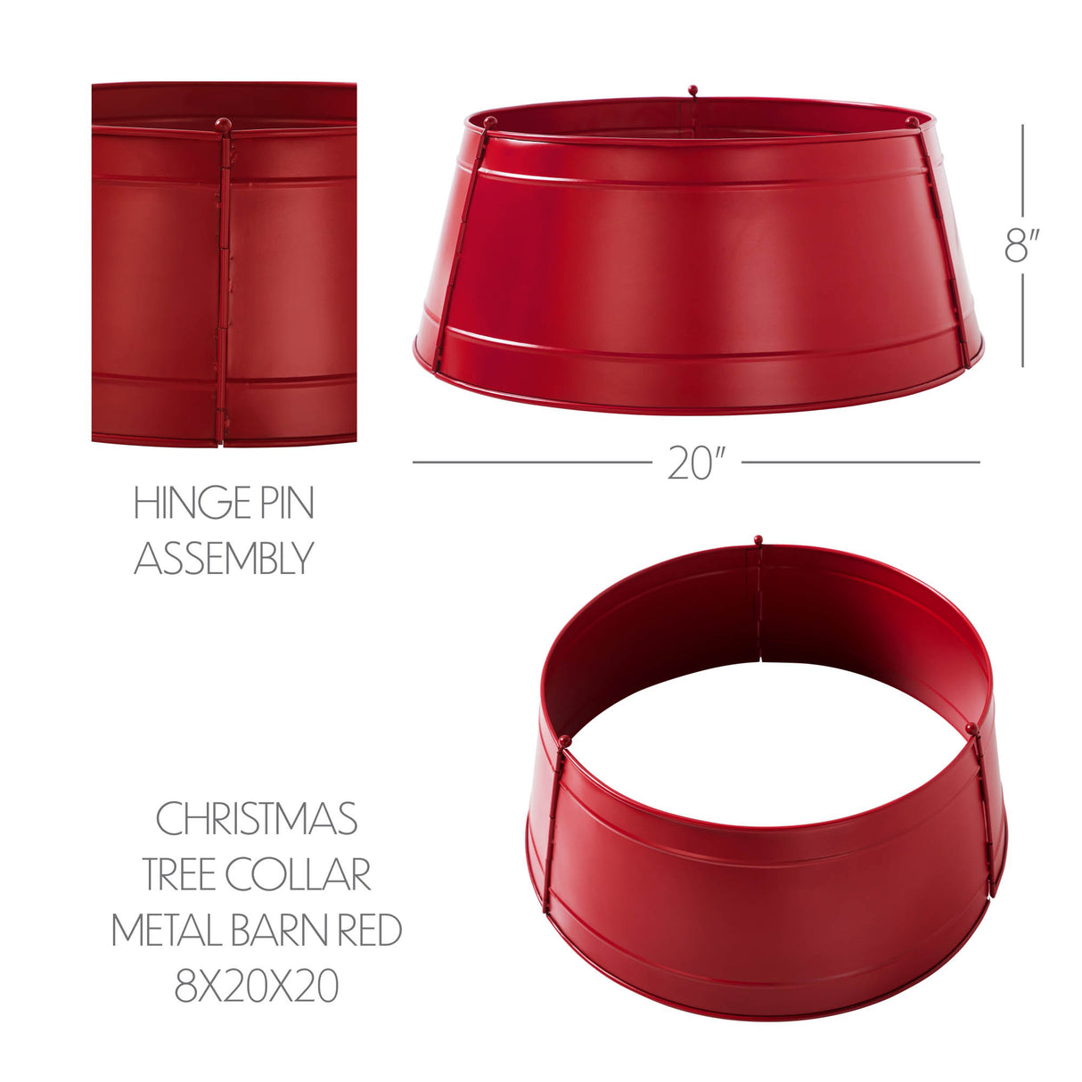 Christmas Tree Collar Metal Barn Red 8x20x20