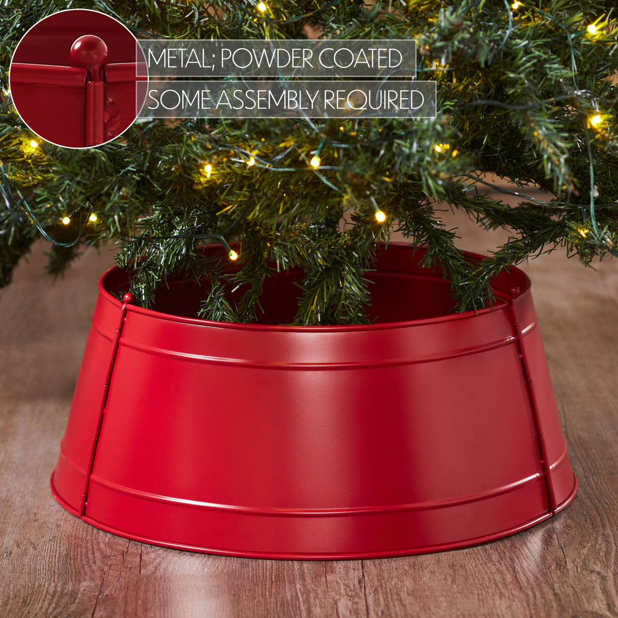 Christmas Tree Collar Metal Barn Red 8x20x20