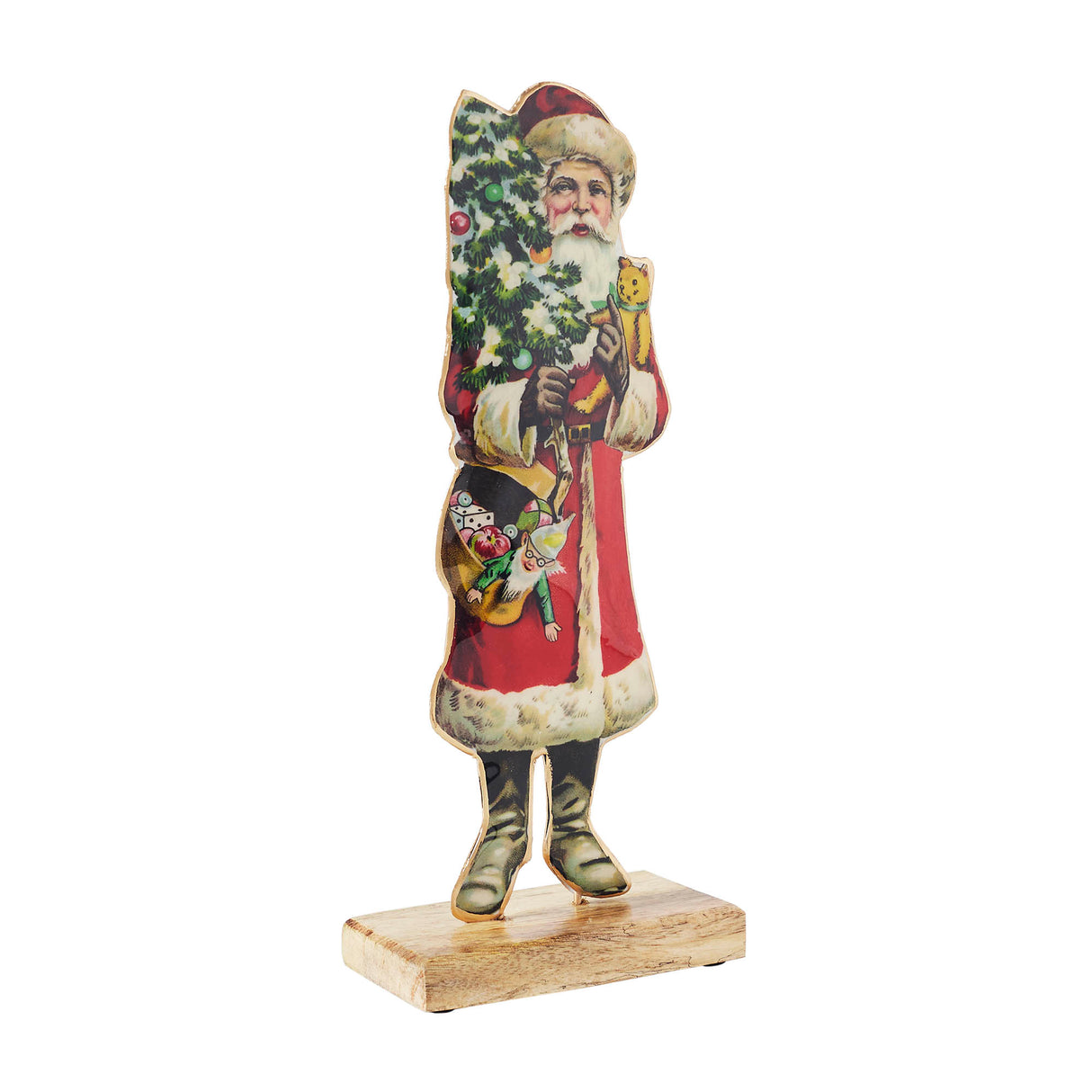 Vintage Nostalgic Santa Christmas Tree Figurine 12x5x2