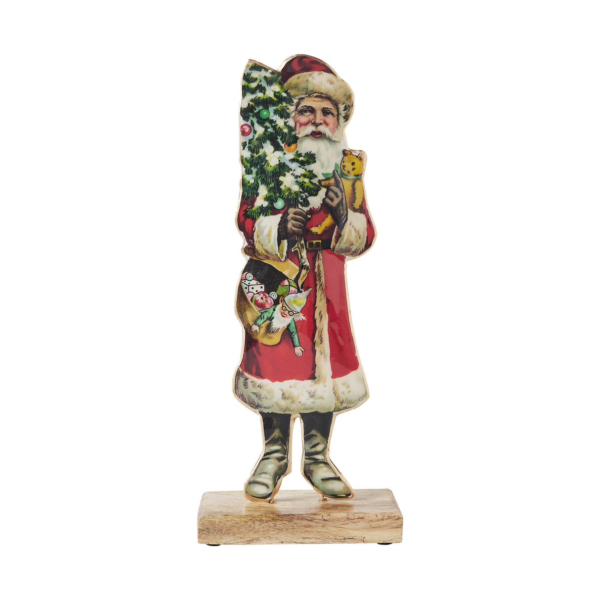 Vintage Nostalgic Santa Christmas Tree Figurine 12x5x2
