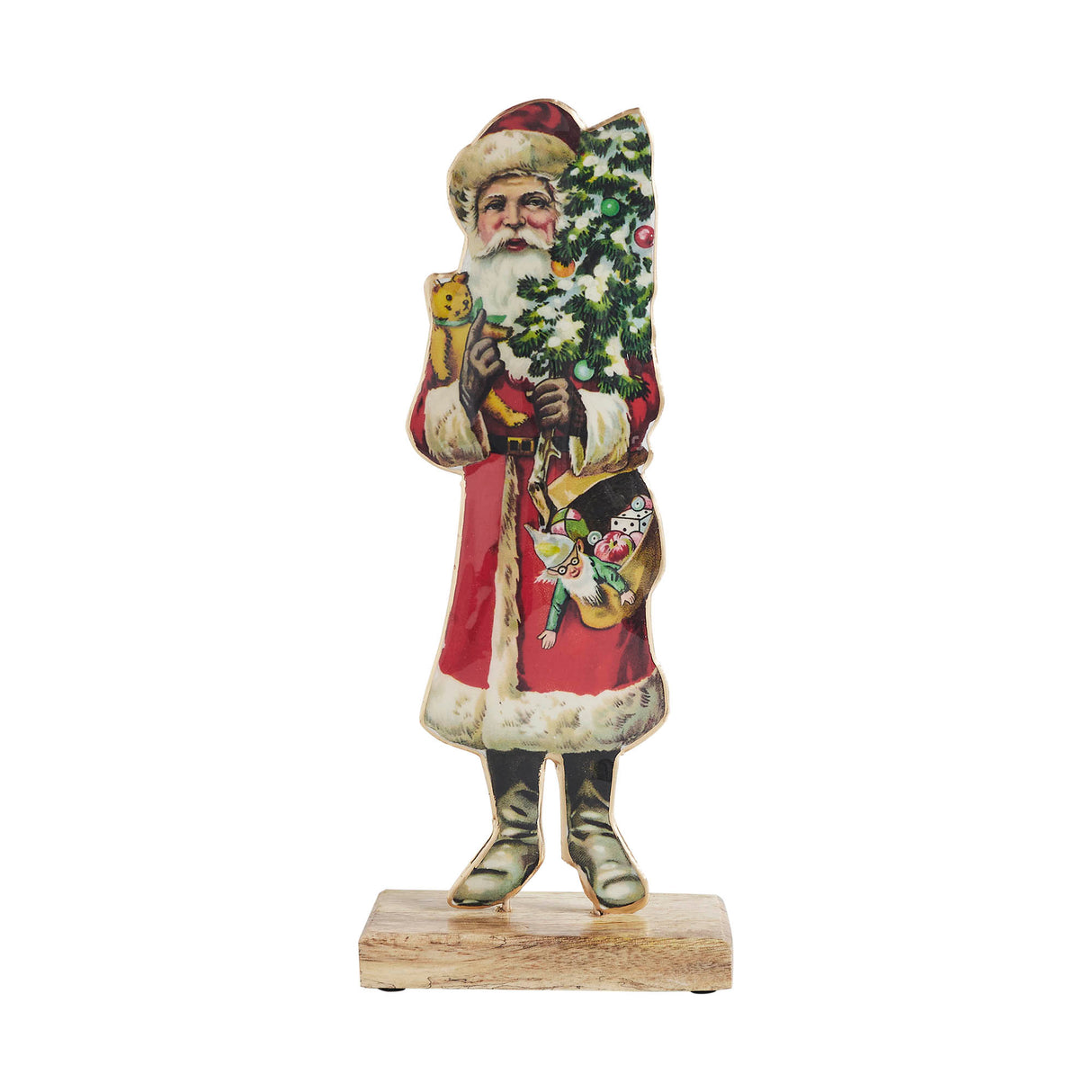 Vintage Nostalgic Santa Christmas Tree Figurine 12x5x2