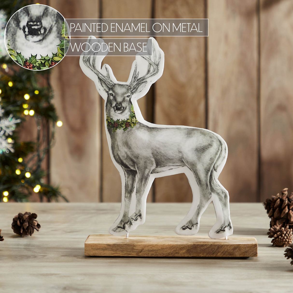 Reindeer With Wreath Figurine 11.5x9x2.5