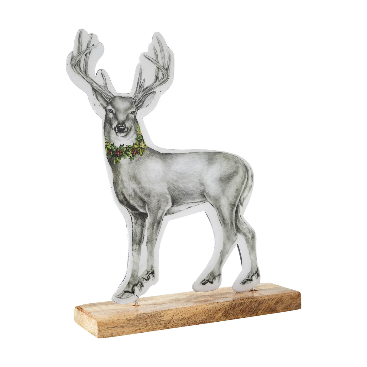 Reindeer With Wreath Figurine 11.5x9x2.5
