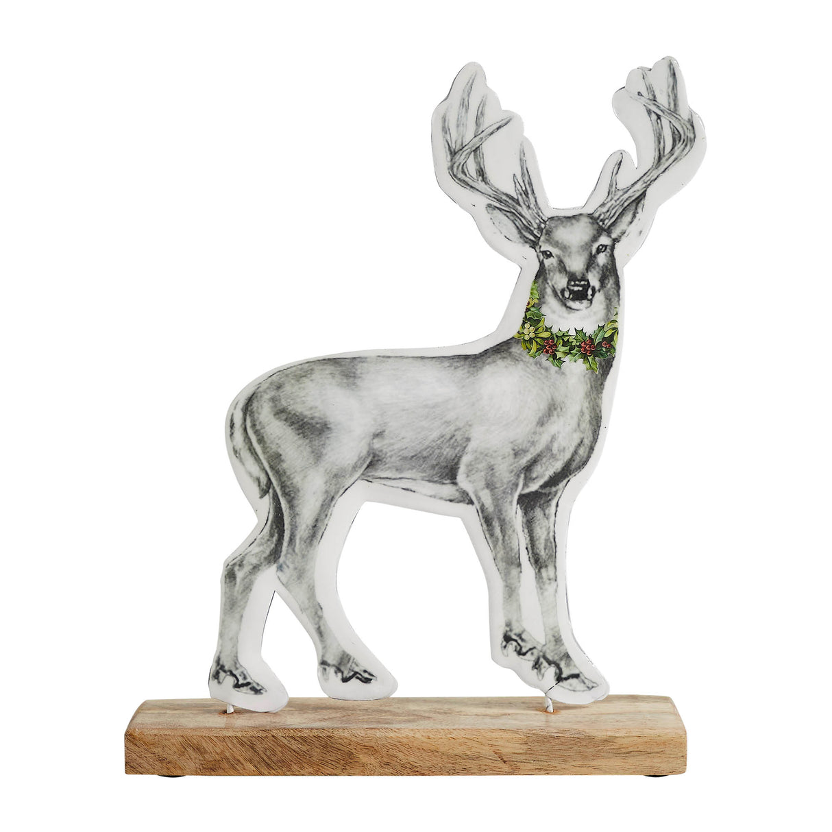 Reindeer With Wreath Figurine 11.5x9x2.5