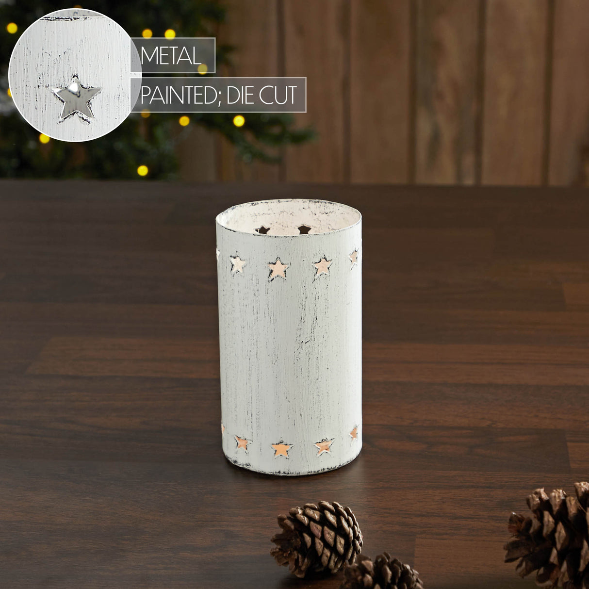 Metal Votive Candle Holder Stars White
