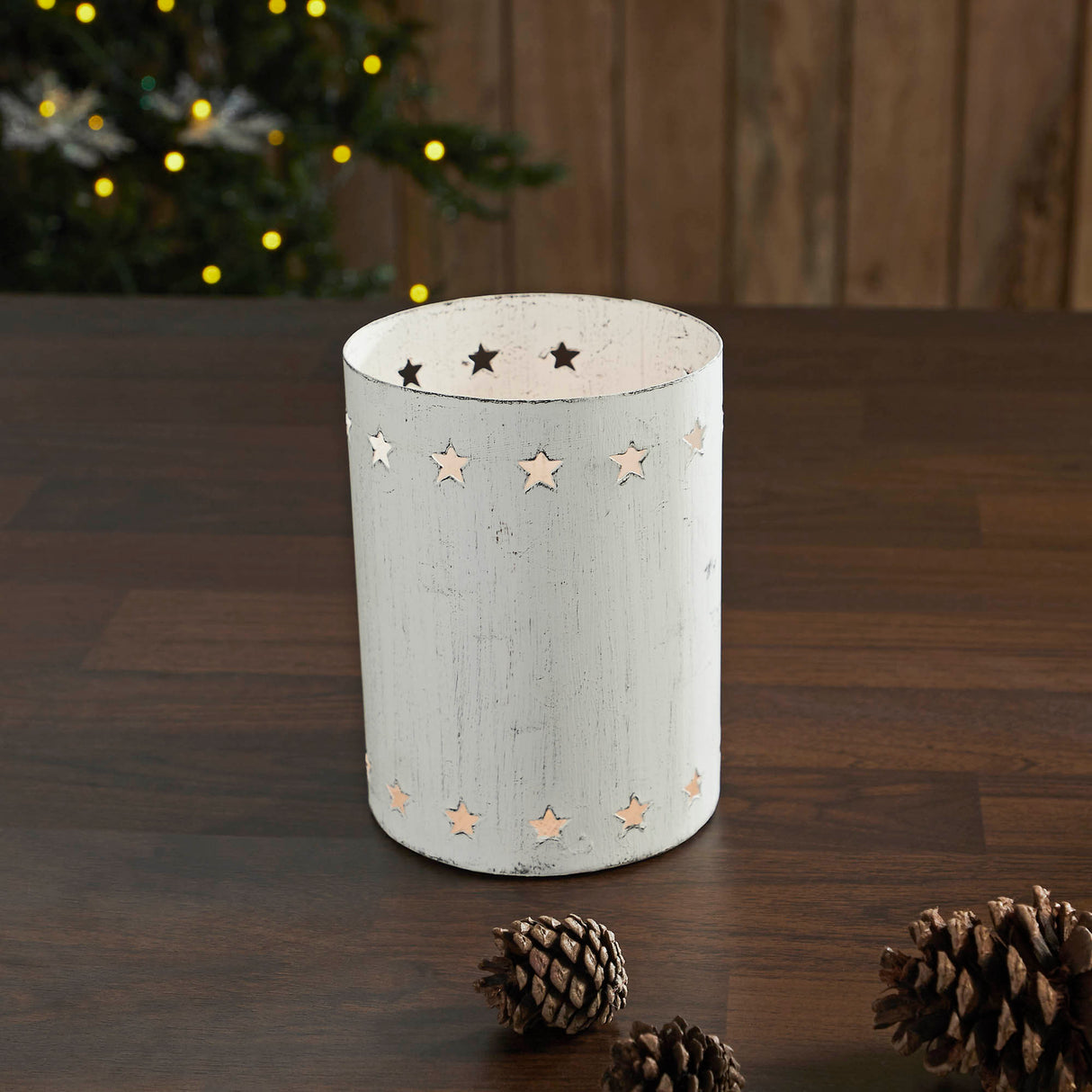 Metal Votive Candle Holder Stars White