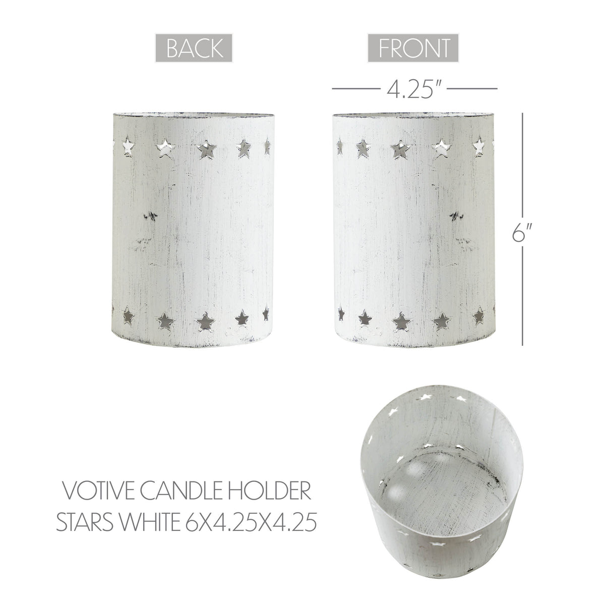 Metal Votive Candle Holder Stars White
