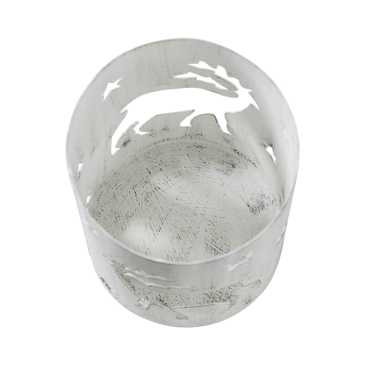 Votive Candle Holder Reindeer White 6x4.25x4.25