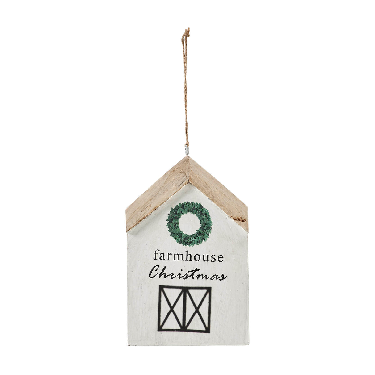 Farmhouse Christmas Wreath Hanging Ornament 7x4x0.5