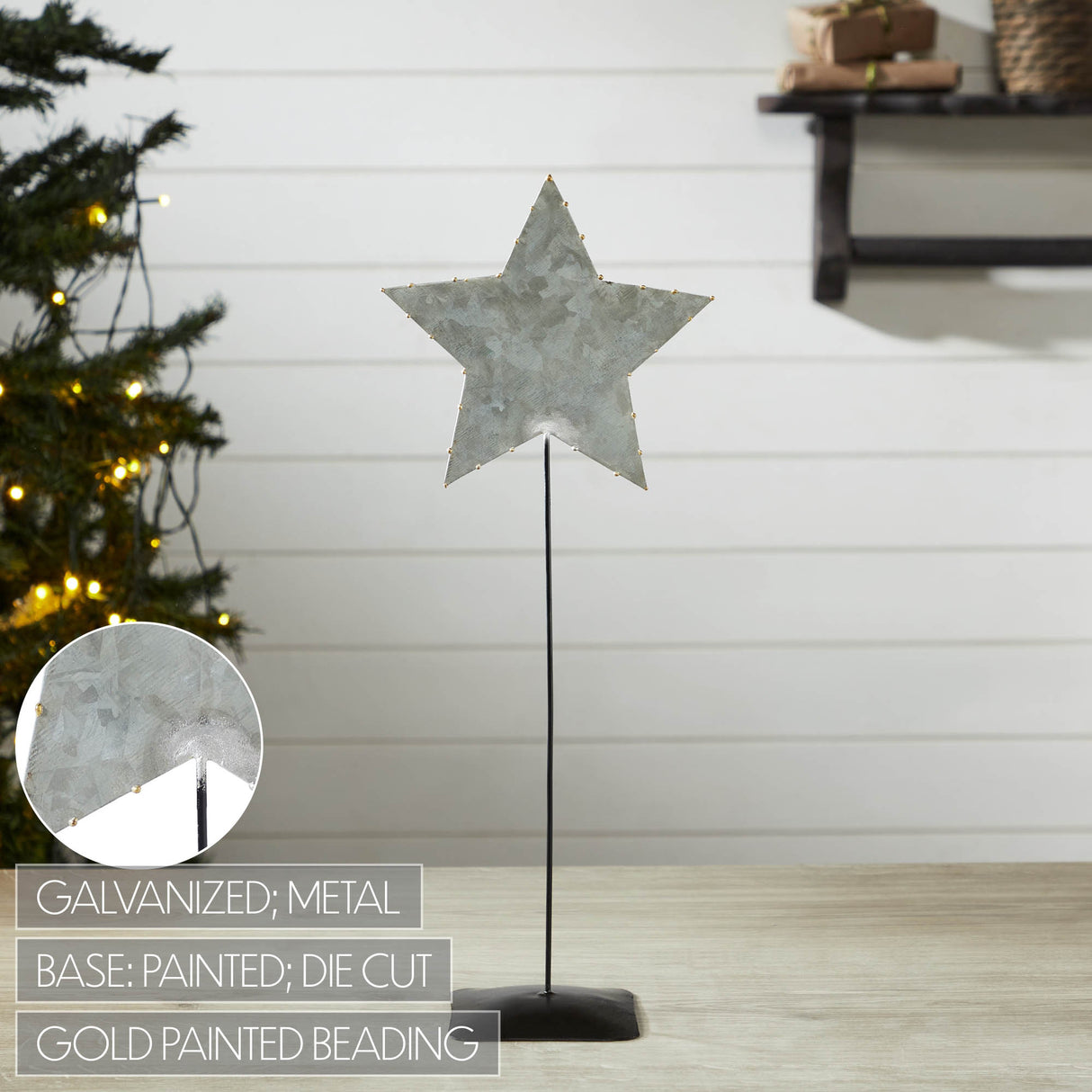Decorative Galvanized Metal Star With Base 16x6x3