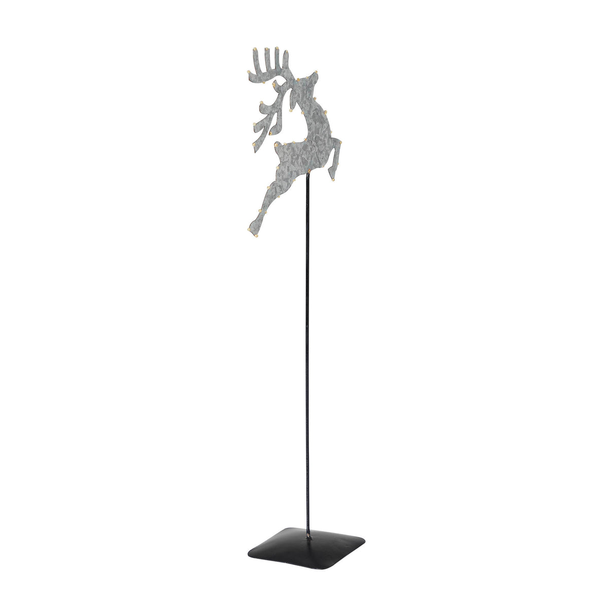 Decorative Galvanized Metal Reindeer With Base 16x6x3