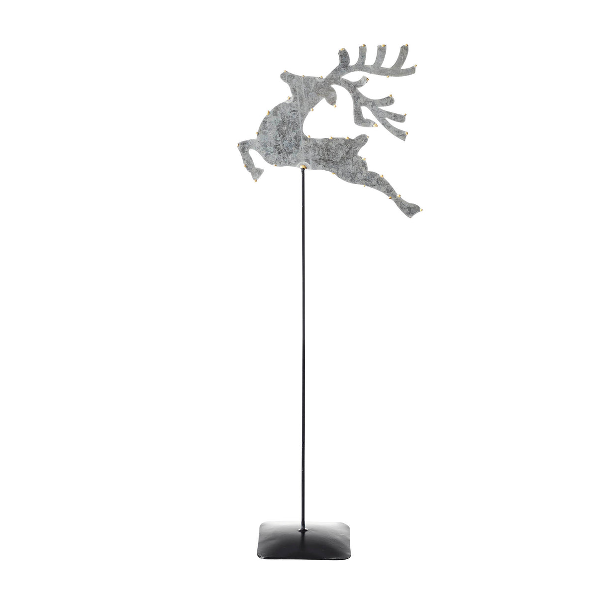 Decorative Galvanized Metal Reindeer With Base 16x6x3