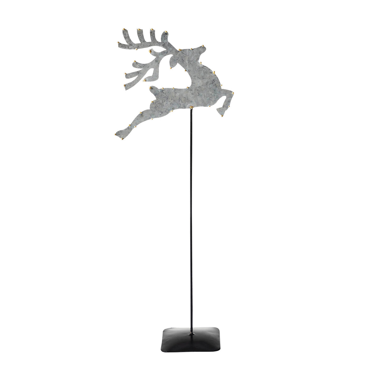 Decorative Galvanized Metal Reindeer With Base 16x6x3