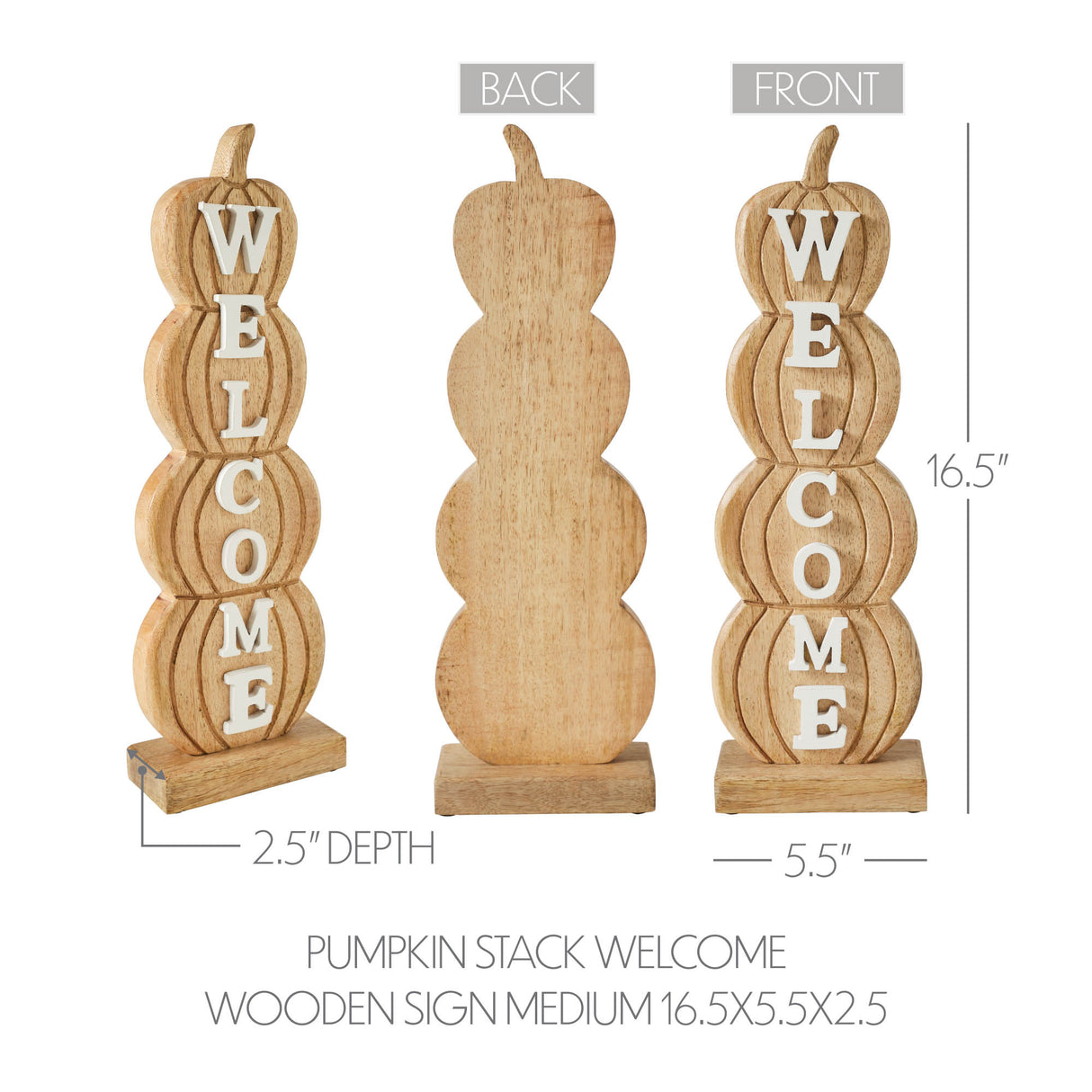 VHC Brands Pumpkin Bounty 2PC Tropical Wood Pumpkin Stack Welcome Wooden Sign ,Small and Large