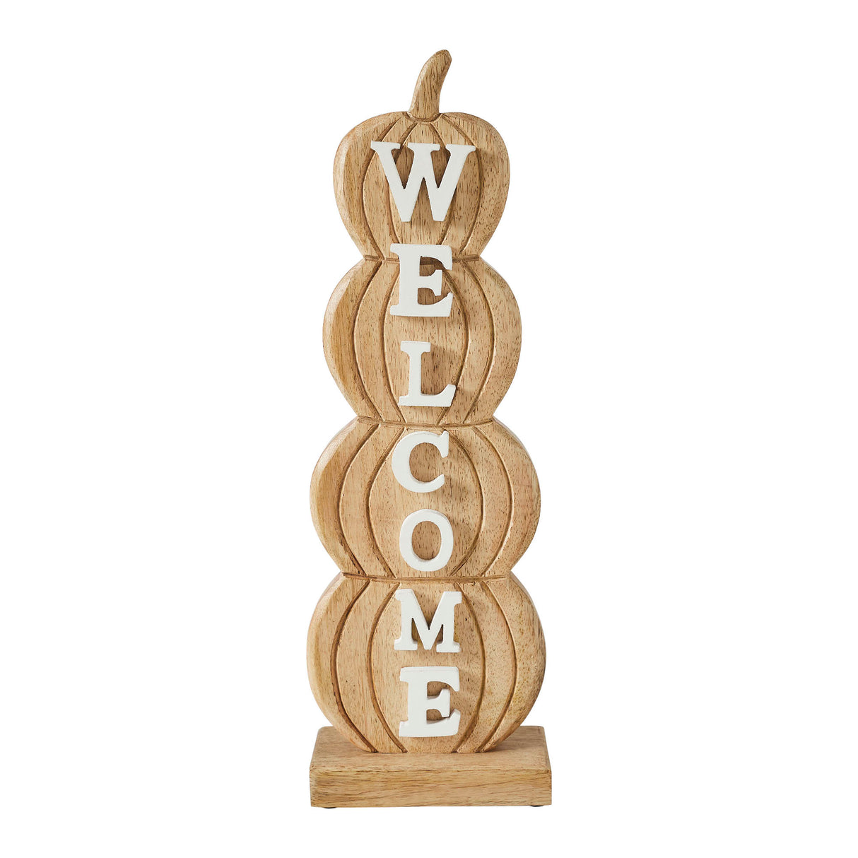 VHC Brands Pumpkin Bounty 2PC Tropical Wood Pumpkin Stack Welcome Wooden Sign ,Small and Large