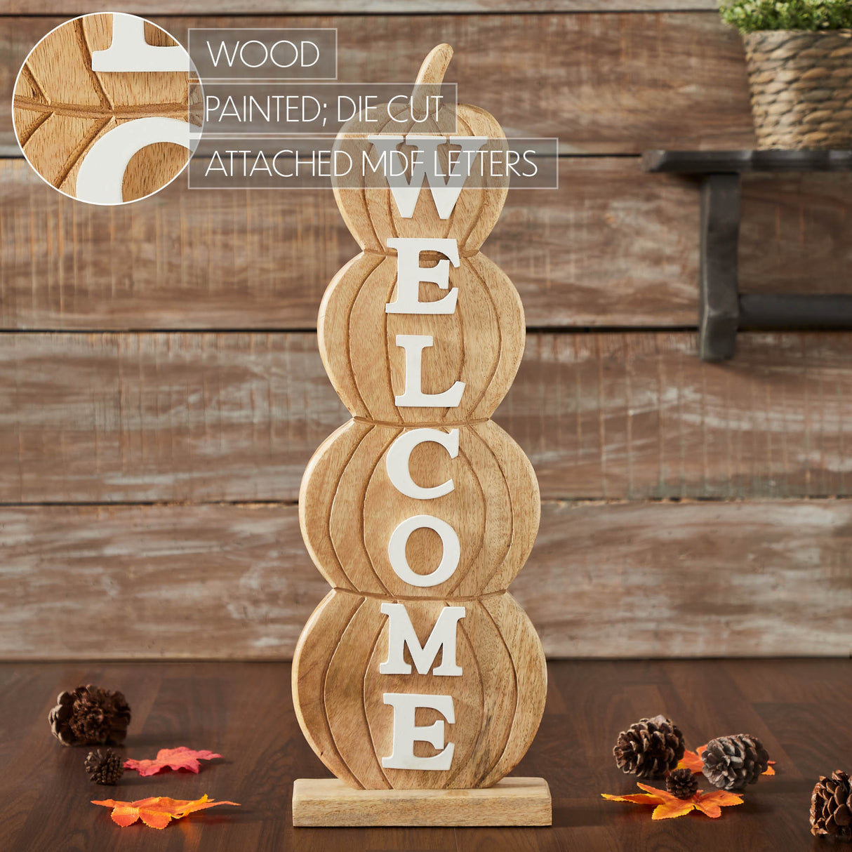 Pumpkin Stack Welcome Wooden Sign