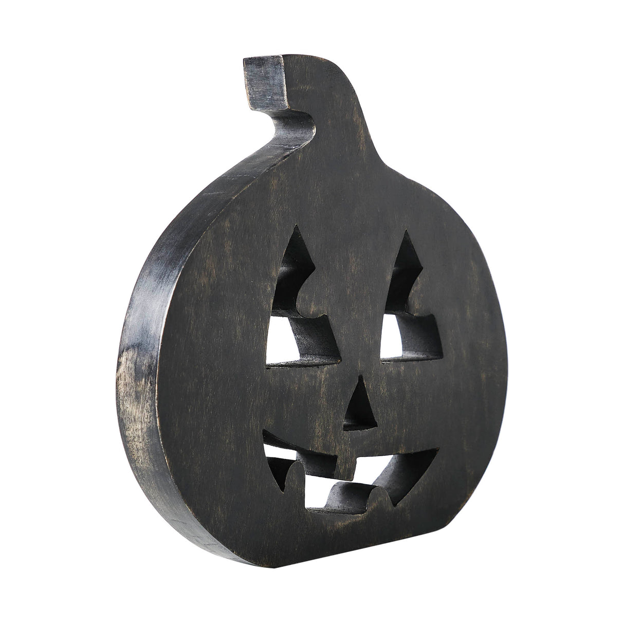 Jack O' Lantern Black Wood Decor 8x8.25x1