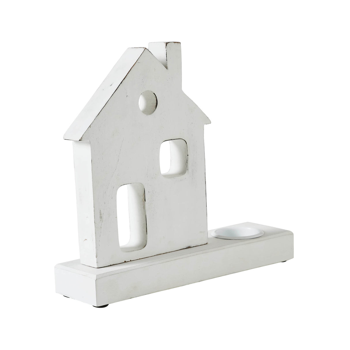 Tealight Holder Village House White 9x8.25x2.5